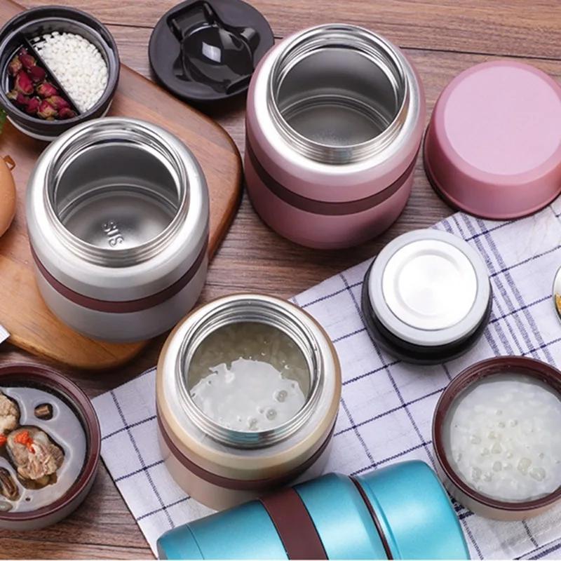 1Pc Thermo Mug Vacuum Flask Stainless Steel 350ML 500ML Mini Lunch Box with Hot Food Container 3 Colors