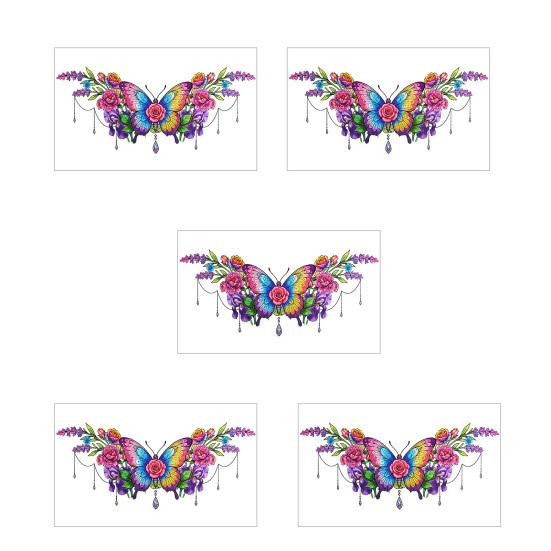 5 Sheets Colorful Butterfly Flower Tattoo Stickers, Waterproof Temporary Body Art, Hypoallergenic Floral Chest Back Decals for Women Girls