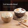 Japanese Creative Ceramic Soup Bowl with Cartoon Cats Cover Designs 550ML Capacity Microwave Dishwasher Safe Tableware