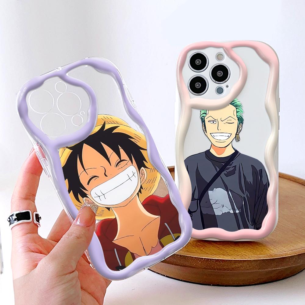 Cartoon Pattern Cream Texture Casing Wavy Edge Soft Silicone Cover Phone Case for IPhone Samsung Huawei Honor Xiaomi Redmi OPPO Realme Vivo Infinix