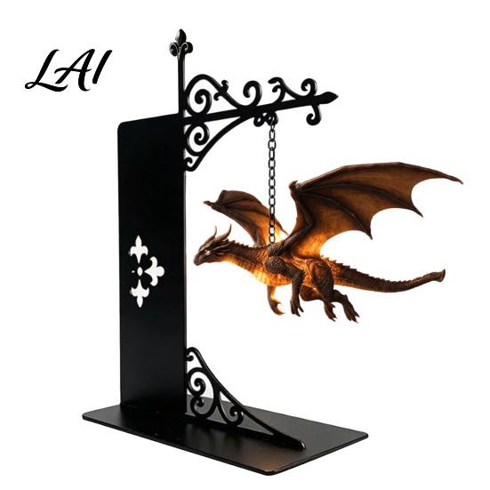 Fantasy-Literatur Fan Geschenk Drachen Bücherregal Lampe Retro Fliegendes Licht Mittelalterlicher Stil Tischdekoration Kreatives Buchstützenlicht für Bibliothek Lesen
