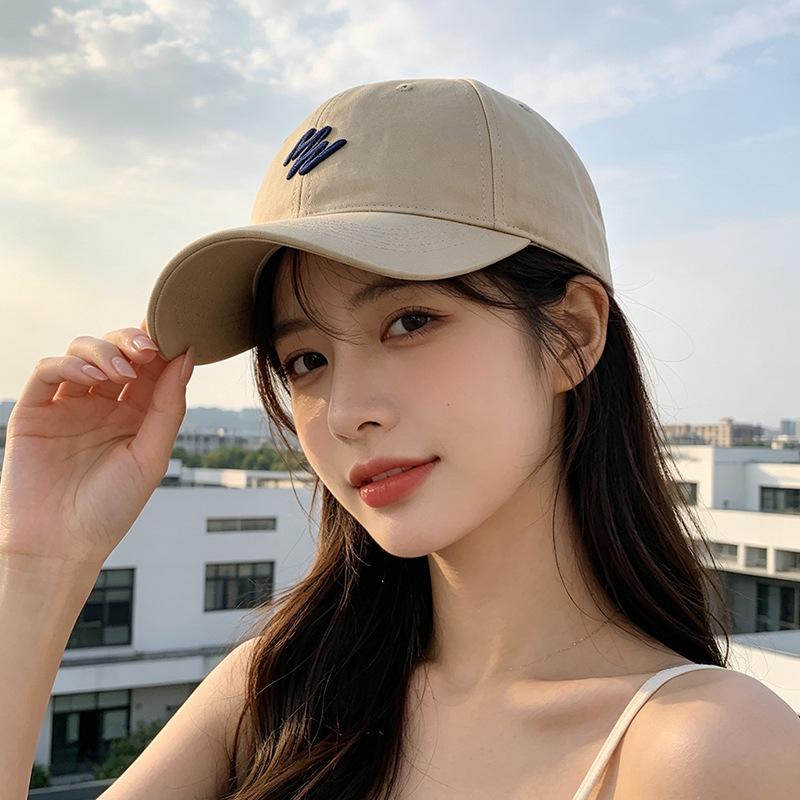Fashion Hat, American letter embroidered duckbill cap for women, spring/summer wide-brimmed deepened face-flattering sun-shield baseball cap for men