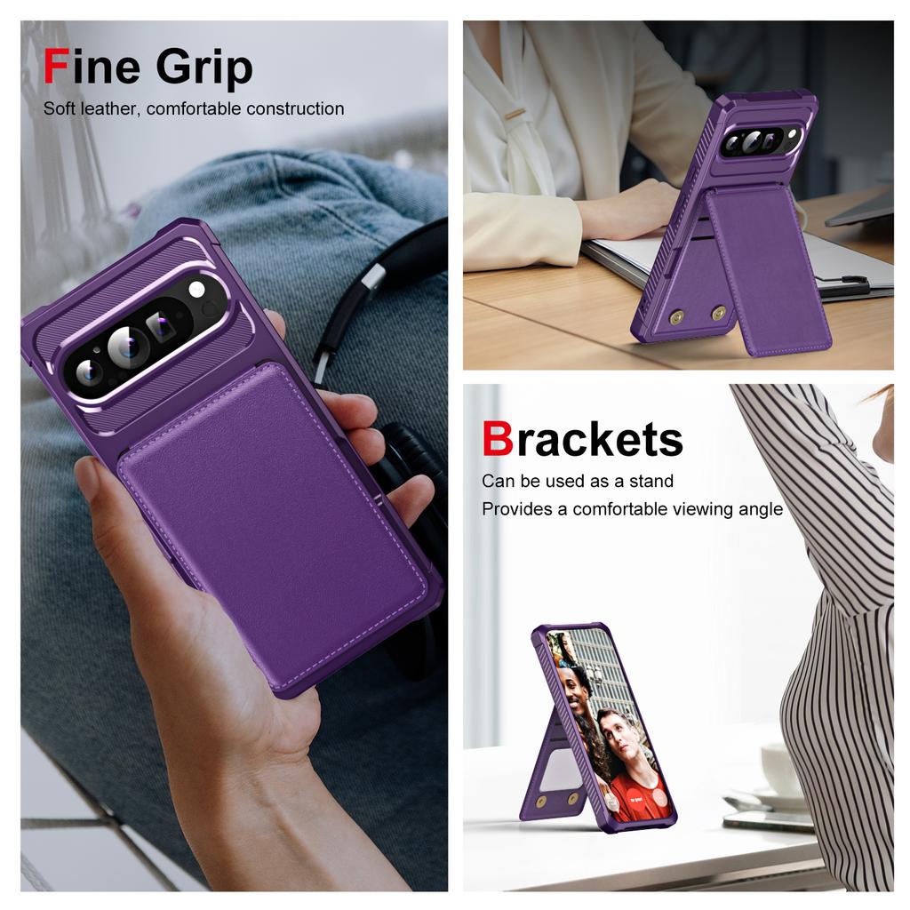 ZM11 For Google Pixel 9 Pro XL Case Card Slot Kickstand PU+TPU Phone Cover
