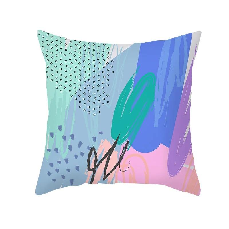 Pink Blue Abstract Decorative Pillowcase Office Living Room Car Ornaments Home Pillowcase