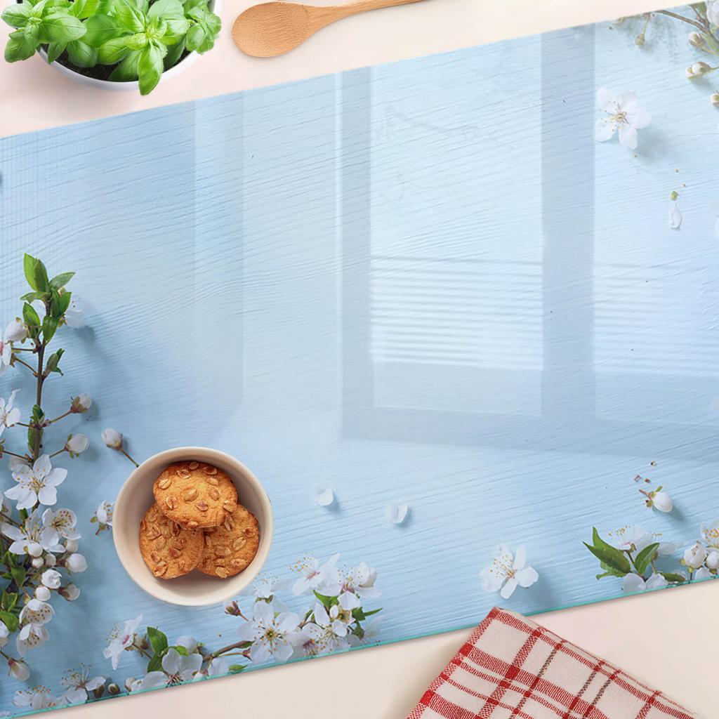 Kitchen Multifunctional Decorative Tempered Glass Board Cherry Blossoms 80X52 Cm