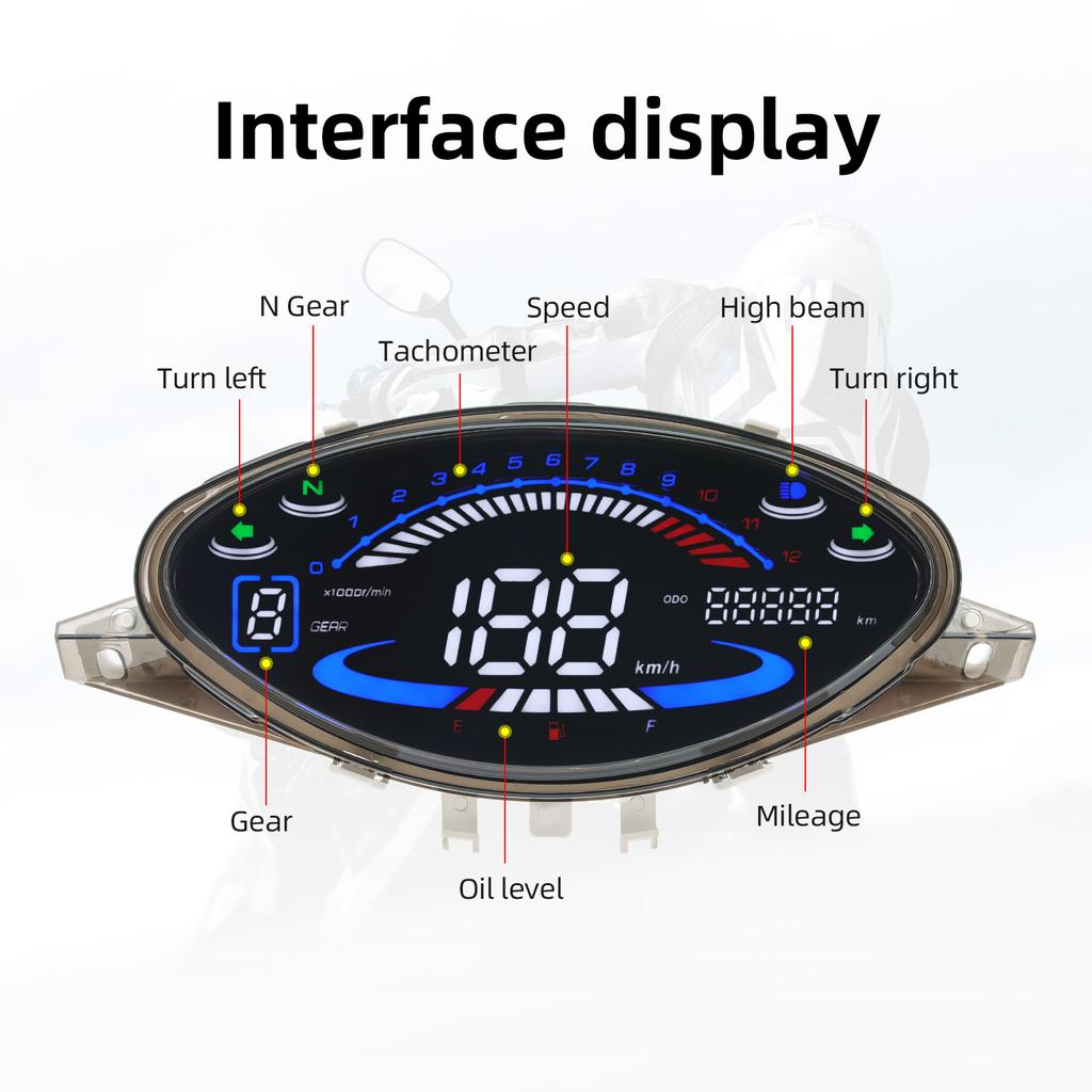 LED Digitales Motorrad-Tachometer Drehzahlmesser Armaturenbrett Für Honda Biz100 Biz125 C100 Brasilien Armaturenbrett Tachometer Kilometerzähler Geschwindigkeitsmesser