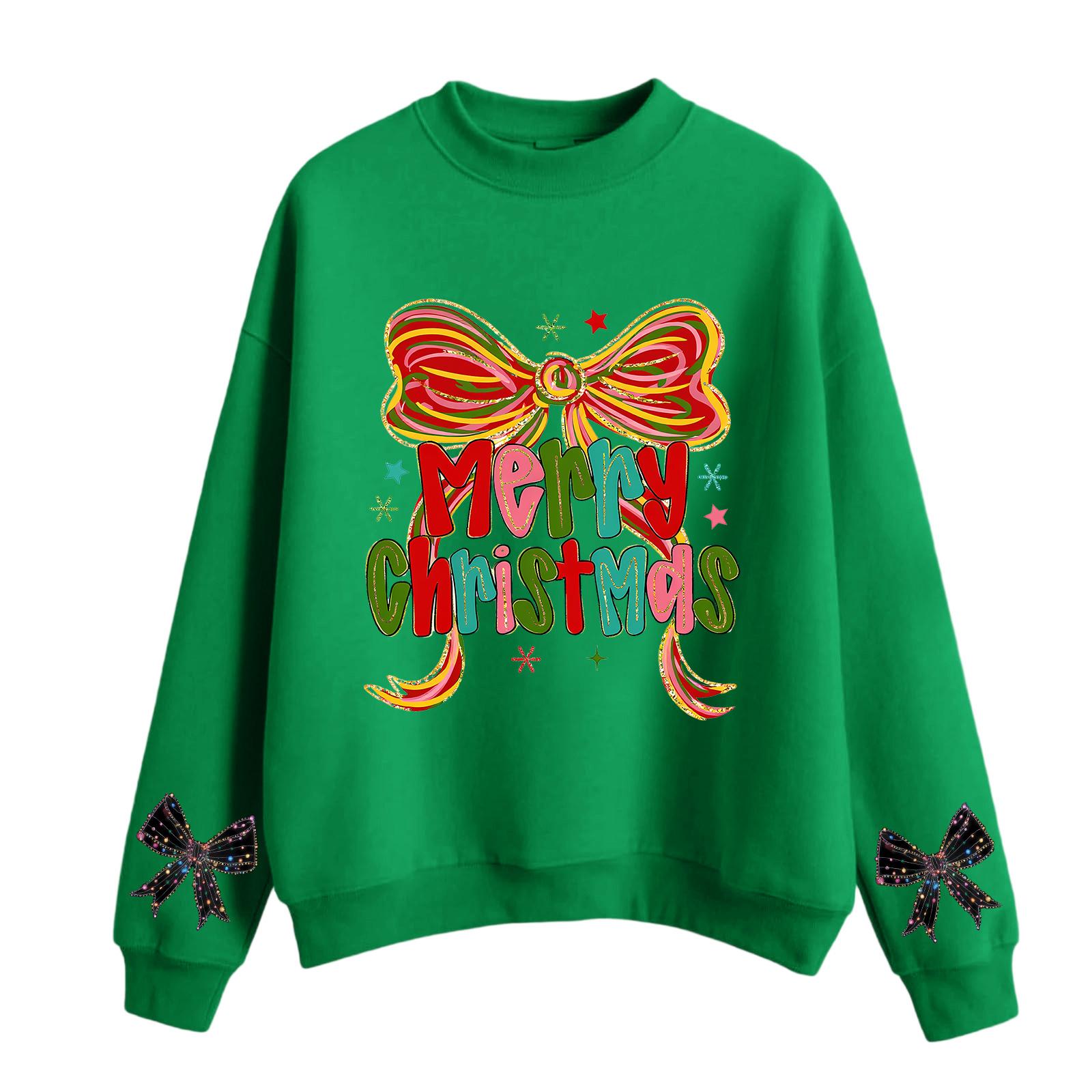 

Женский модный повседневный свитшот с круглым вырезом и длинными рукавами с рождественским принтом S