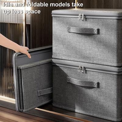Collapsible Fabric Storage Box Cube Storage Bin with Zippered Lid Stackable Wardrobe Storage Organizer for Clothing Bedding Toys Blankets