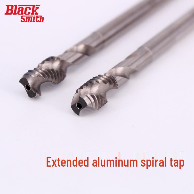 Zinc-Aluminum Non-Stick Extended Spiral Extrusion Tap, Two-Flute, Chip-Free, Thread Size 34568M10M12, Lengths 100mm & 120mm.