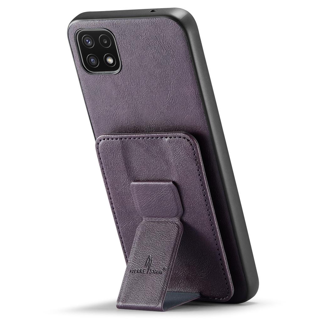 For Samsung Galaxy A22 5G (EU Version) Case RFID Blocking Card Slots Leather+TPU Phone Cover