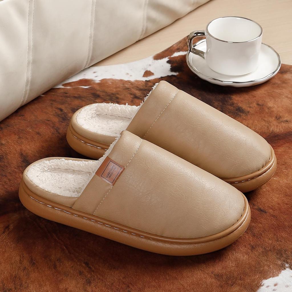 2025 New Unisex Cotton Slippers - Thick Bottom, Plush Lining, Non-slip, Waterproof for Indoor Autumn/Winter Wear