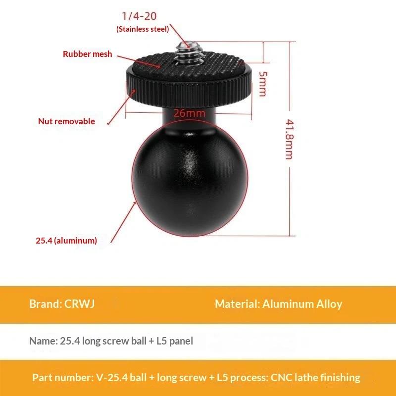 Aluminum 15Mm/17Mm/19Mm/20Mm/25Mm Ball Head Adapter To M6 1/4 Bolt For Motorcycle Phone Holder Car Bracket Camera Stand