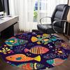 1PC Oceanarium Fishes Office Round Area Rug, Mat Suitable For Office, Under Office Chairs Bedroom Living Room Home Decor, Room Deco