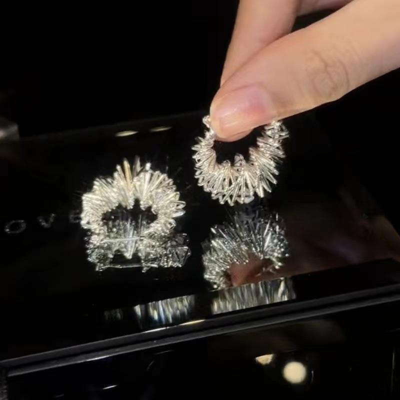 Punk Metal Irregular Hollow Silver Color Earrings For Women Minimalism Spiral Hoop Earrings Party Jewelry Accessories Gifts