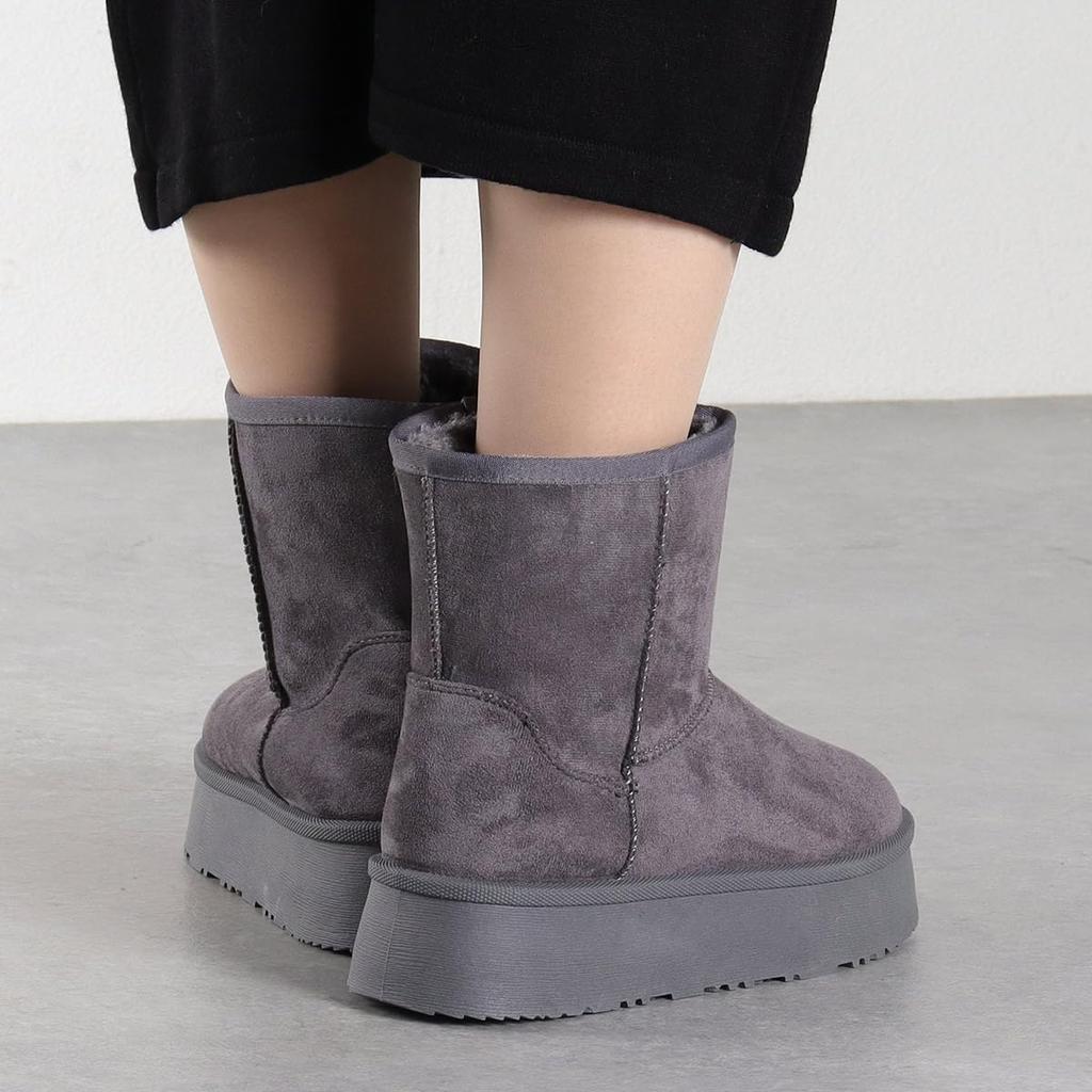 Dedes Shearling Flat Shoes with Thick Large and Unisex Boots, Mid-Length 4.5cm Sole, Fur, Snow, Winter, Small, Warm, Boa,