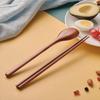 Japanese Korean Wooden Spoon & Chopsticks Set - Portable Tableware for Soup, Rice, and Serving.