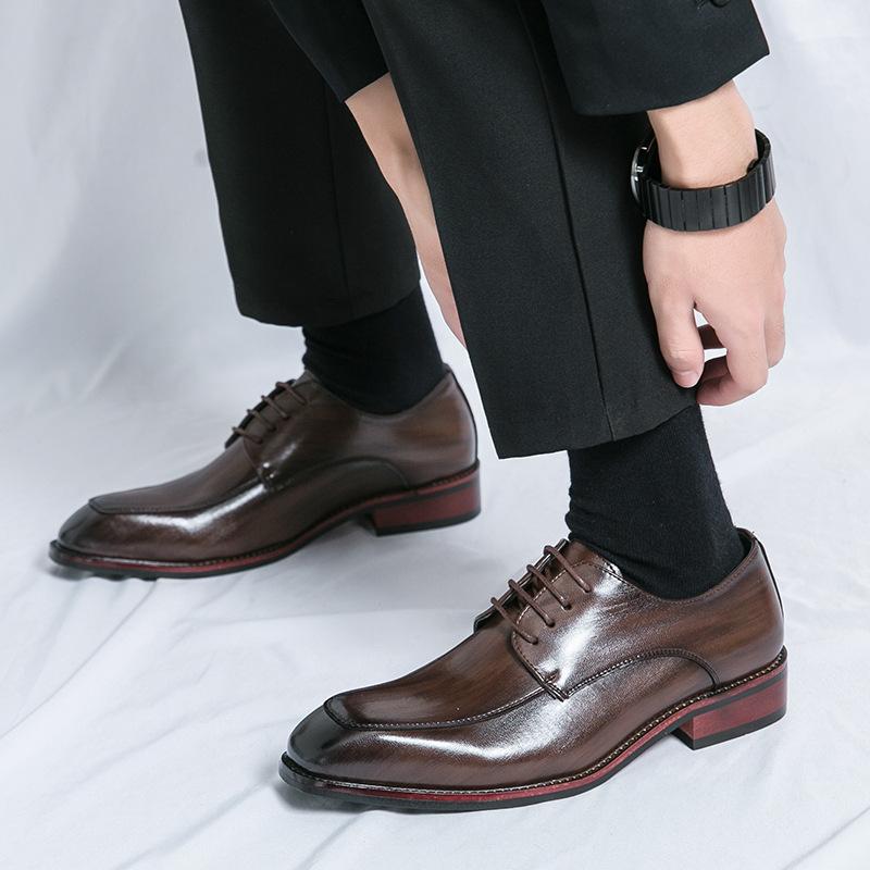 Men's Shoes Large Size New Leather Shoes Fashion Men's Business Dress Shoes Trend British Gentleman Style Men's Wedding Shoes