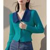 Women's Ribbed Lapel Cardigan Sweater