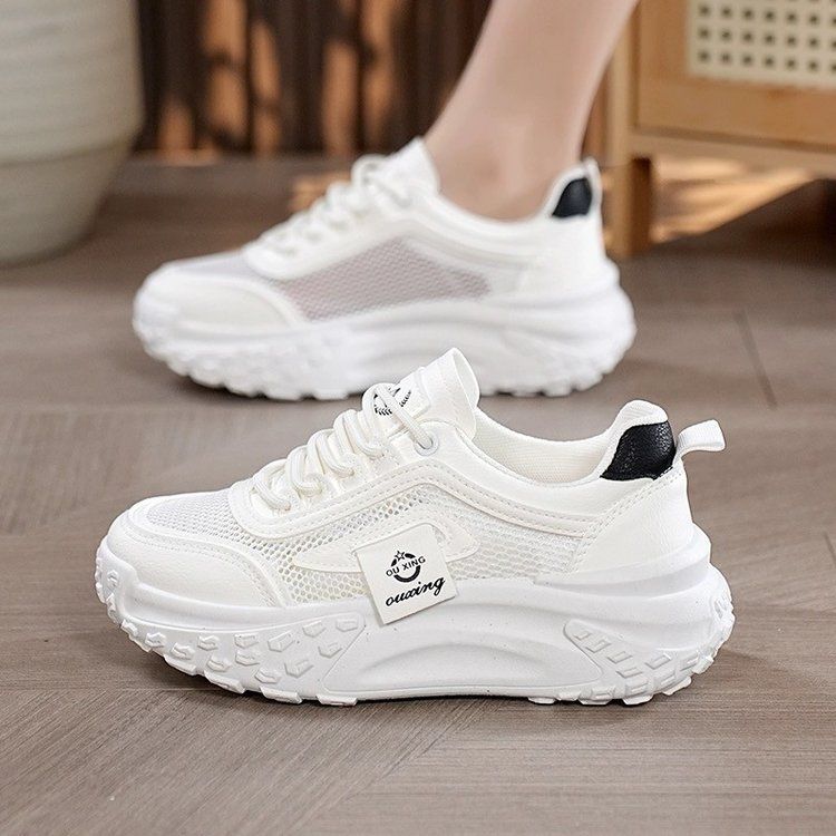 Mesh breathable heightening women's shoes summer fashion versatile soft sole non-slip lightweight sports shoes