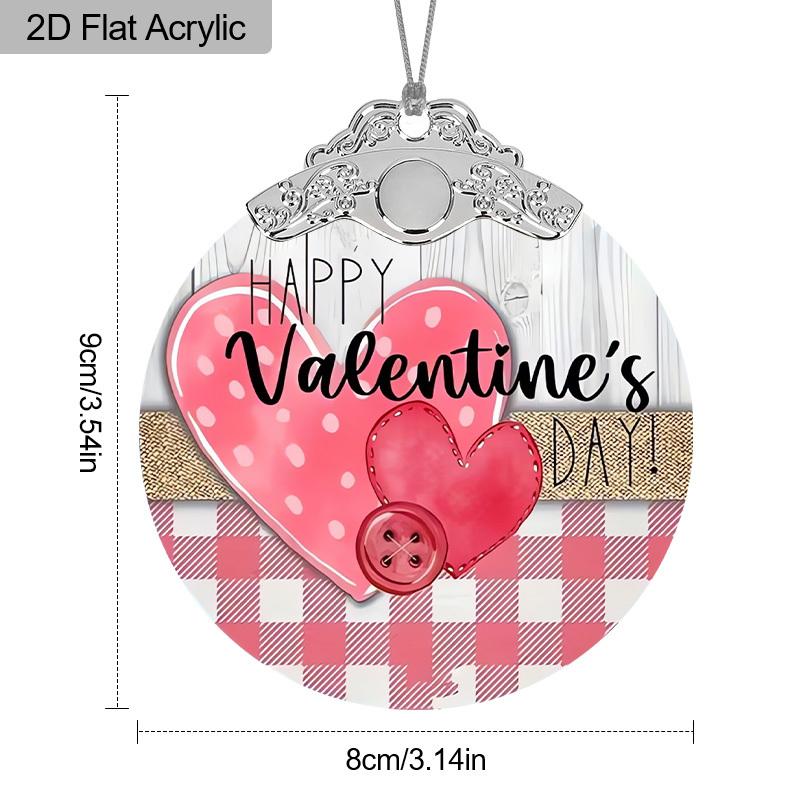 2D Flat 1pc Acrylic Valentine's Day Heart Button Car Hanging Ornament—Charming Accessory for Rearview Mirrors, Home Decor, and Backpacks