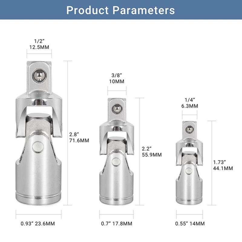 1PC/3PCS Universal Joint Set Ratchet Angle Extension Bar Socket Adapter Manual And Pneumatic Bendable Adapter Socket Tools NEW