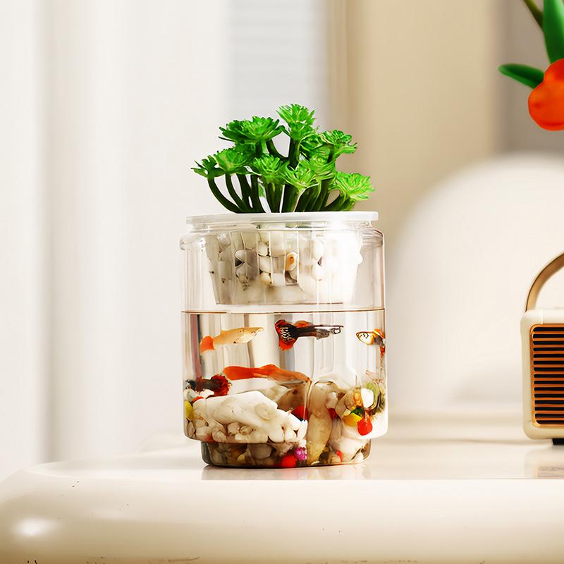 Umweltfreundliches Betta-Fischaquarium: Dekoratives Stapelbecken für Wohnzimmer oder Büro - Geeignet für Goldfische