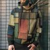 Retro Geometric Grid 3D Digital Printed Men's Personalized Trendy Hoodie Sweatshirt