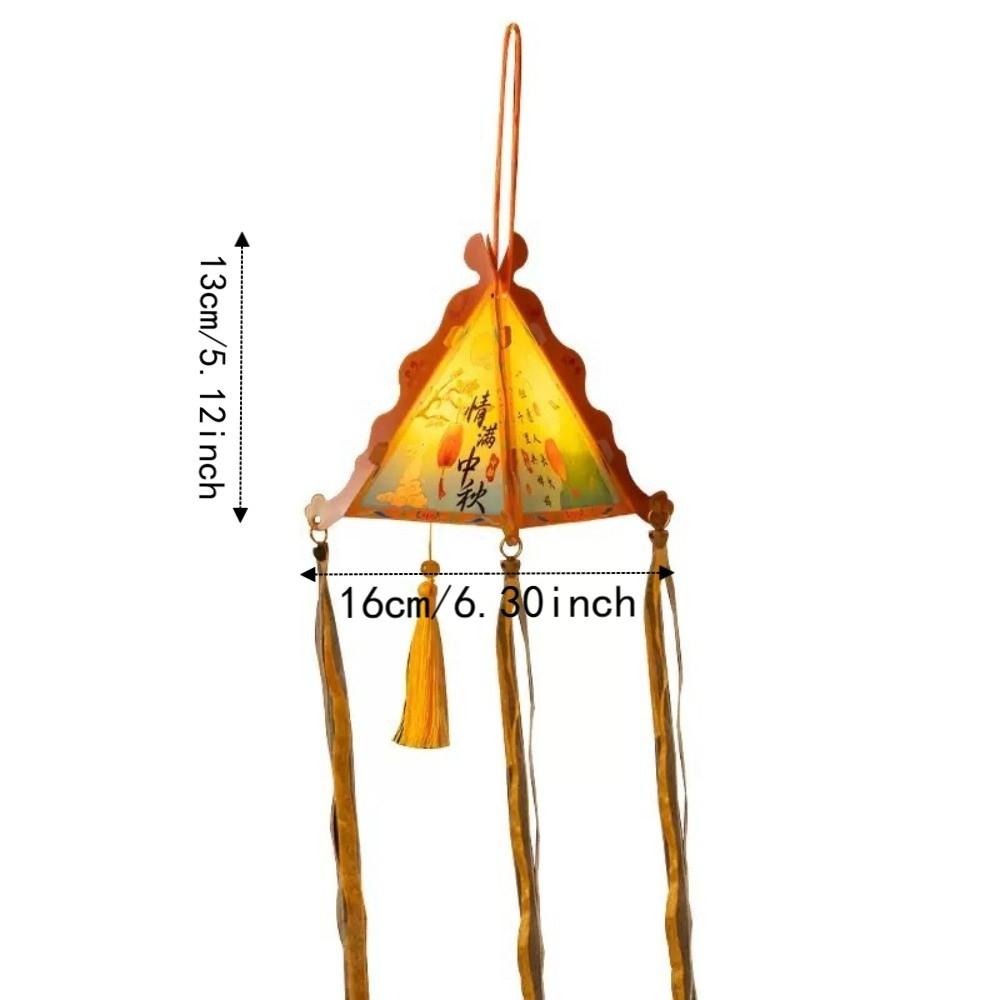 Scalloped Edges Pyramid Shape Lamp Interlocking Corner Tabs Mid-Autumn Verse Light Street Stalls