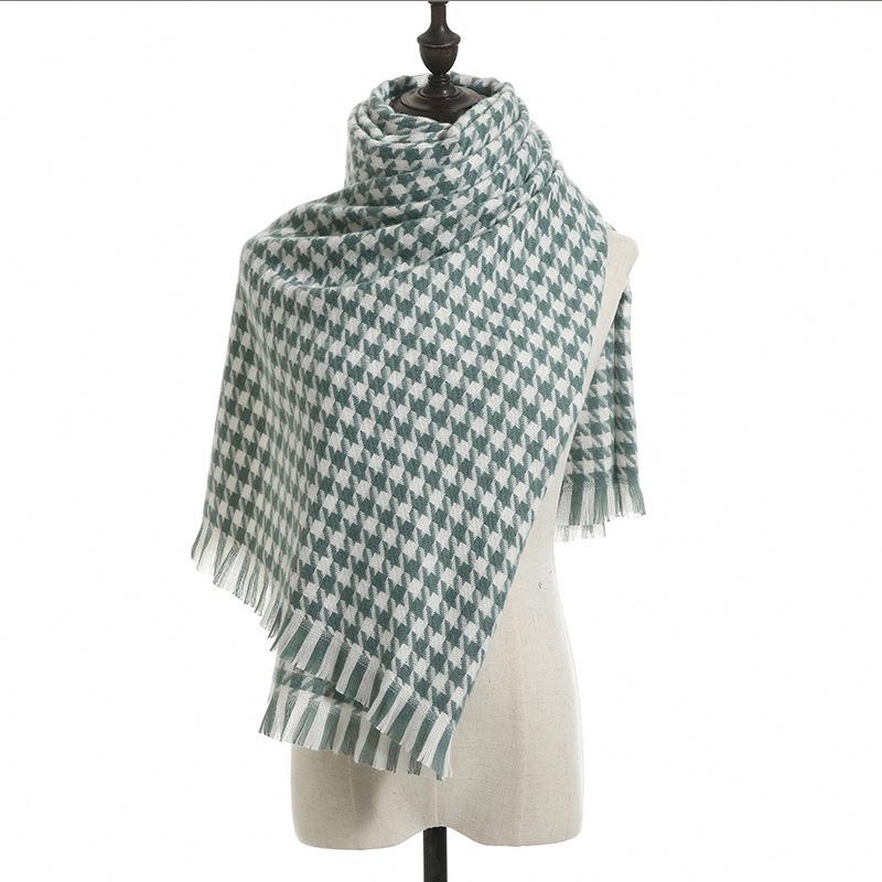 2025 New Winter Checkered Cashmere Scarf Thickened Shawl Scarf Women Thousand Bird Grid Scarf
