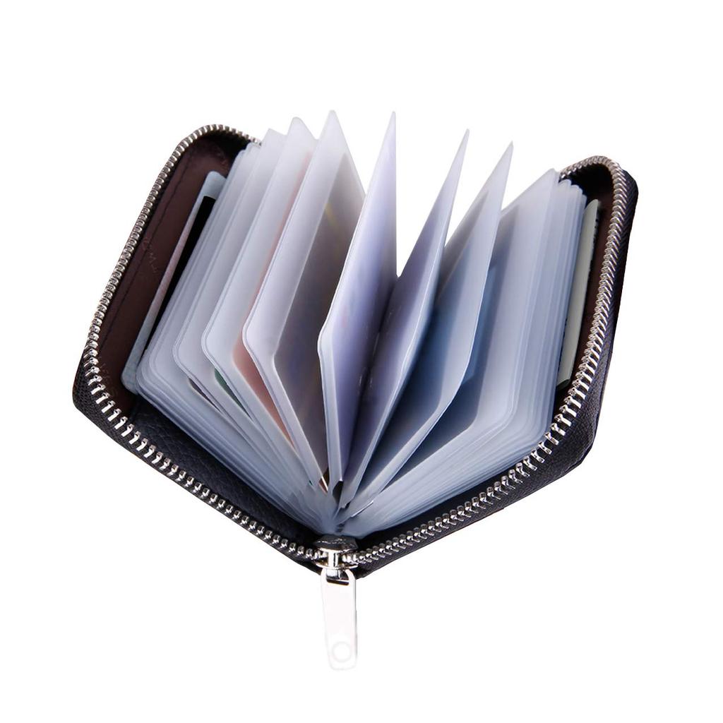Tyoyoo Card Case, Large Capacity, Credit Card Holder, Zippered, Simple Design, for Men and Women, Point Cards, Business Cards, Employee ID Cards,