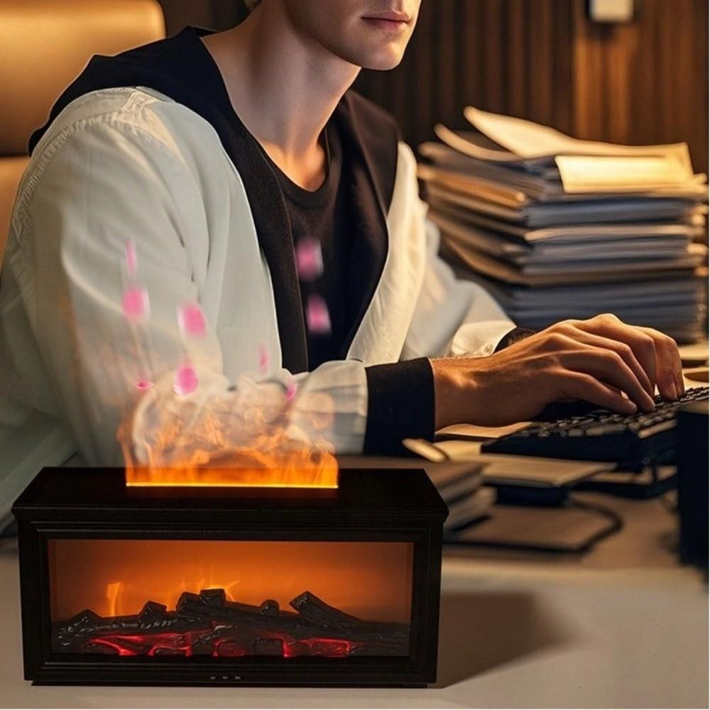 Remote Control Essential Oils Humidifier 7 Colors Simulated Fireplace Diffuser  Home