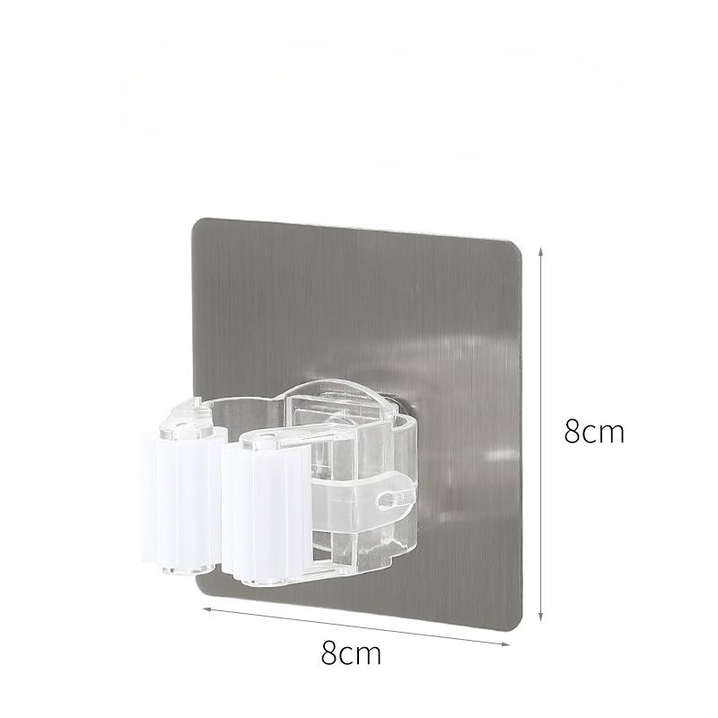 Brushed Grey Traceless Mop Rackmop Clip No-drilling Traceless Broommop Hook Clip Mop Slot