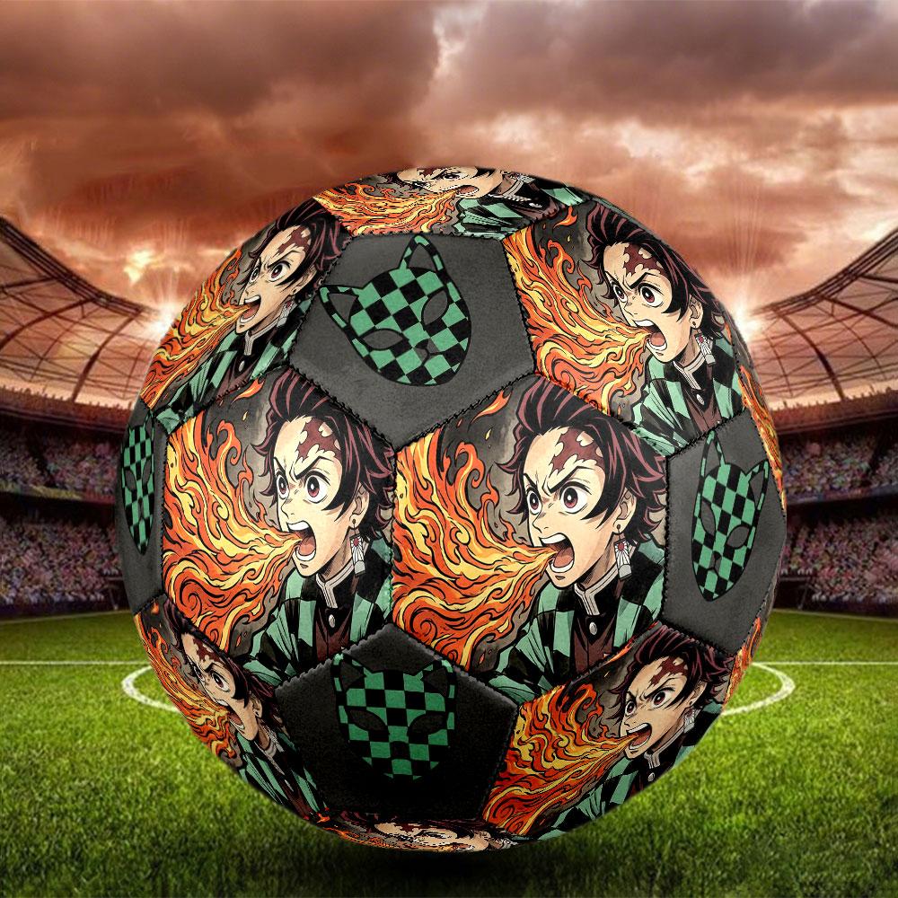 1pc Demon Slayer Kimetsu No Yaiba Soccer Ball Size 5 Indoor Soccer Ball Fashion Colorful Backyard Game - Great For Sports Fans Gift HE29