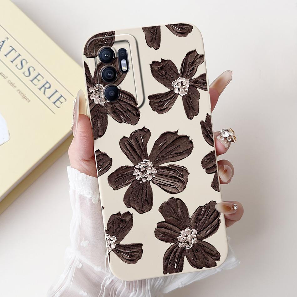 For OPPO Reno6 CPH2235 Elegant Sunflower Tulip Printed Phone Case For Oppo Reno 6 4G Soft Silicone Shockproof Cases