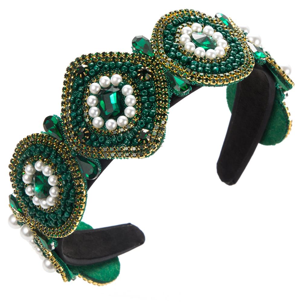 Rhinestone Headband Baroque Crystal Embellished Hairbands Colorful Beaded Headbands Bejewelled Hair Hoop Accessory for Women