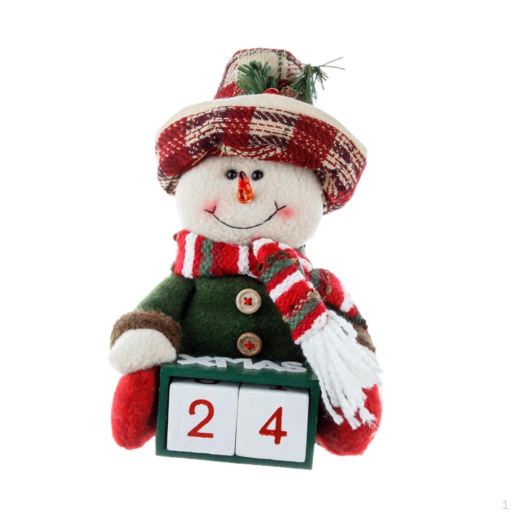 Calendrier de l'Avent en Bois avec Figurines et Poupées pour la Saison de Noël