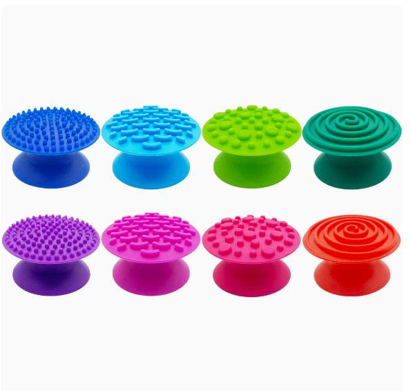 8pcs Silicone Touch Sensory Stone Toy Suction Cup Phone Stone Holder Stress Relief Squeeze Toy