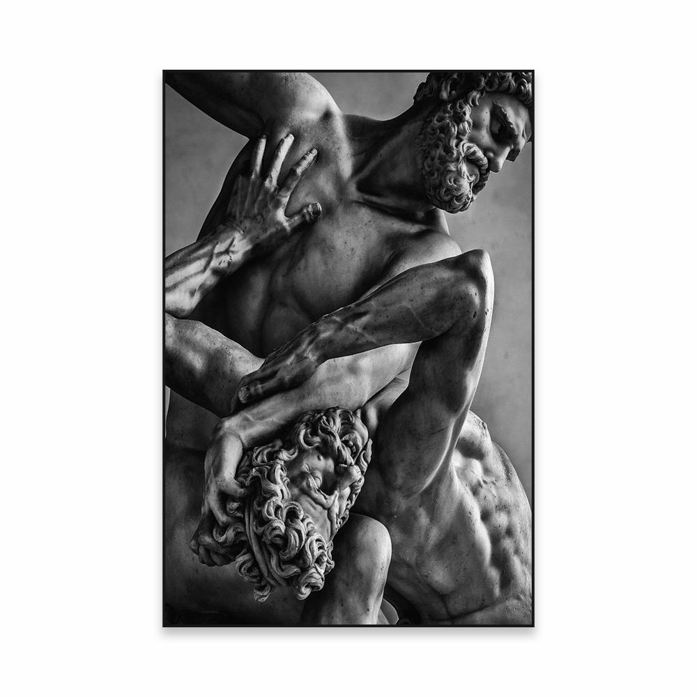 Perseus with the Head of Medusa Poster Black and White Ancient Greek God Wall Art Prints Canvas Painting Home Room Decoration
