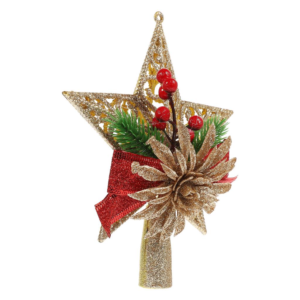 Christmas Tree Star Topper Exquisite Five-Pointed Solid Color Star Adornment Holiday Decoration Xmas Tree Decoration