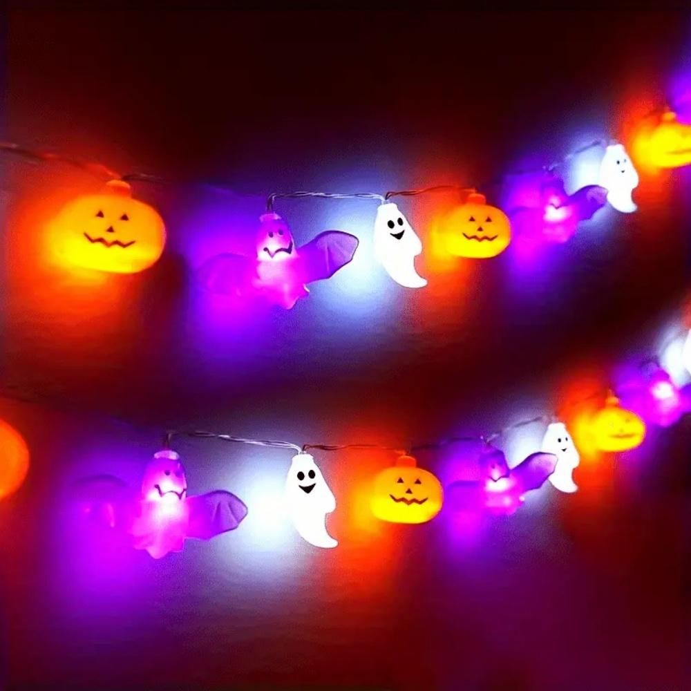 1pc Halloween Pumpkin Bat Ghost String Light 10/20/40LED Hanging Lamp Battery Powered For Home Bedroom Window Party Indoor Decor