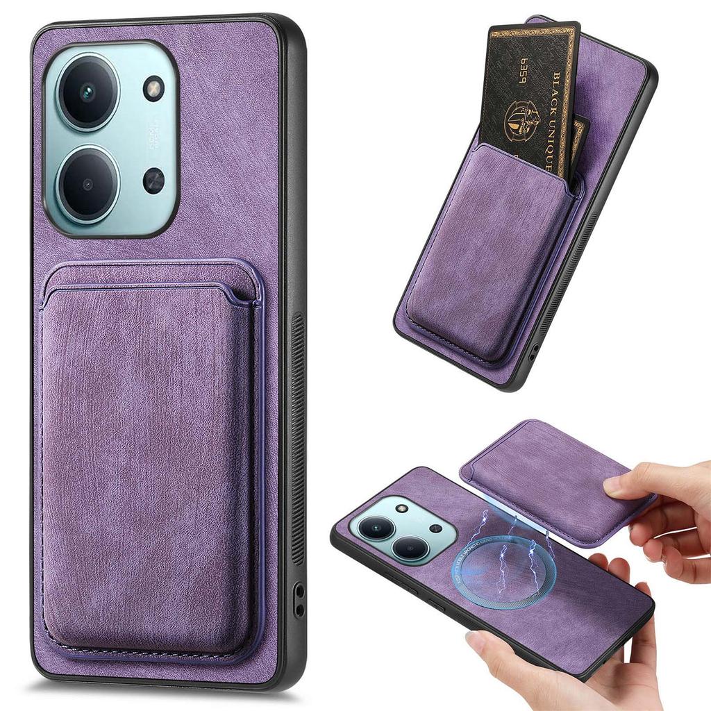 Magnetic Case For Xiaomi Redmi 15C 5G (EU) (173mm)/15C 4G (EU) (173mm) Retro Leather + TPU Phone Cover with Detachable Card Slot