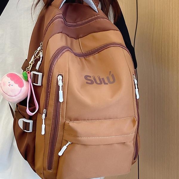Schoolbag female college student junior high school student high school large capacity schoolbag new retro contrasting color backpack travel computer