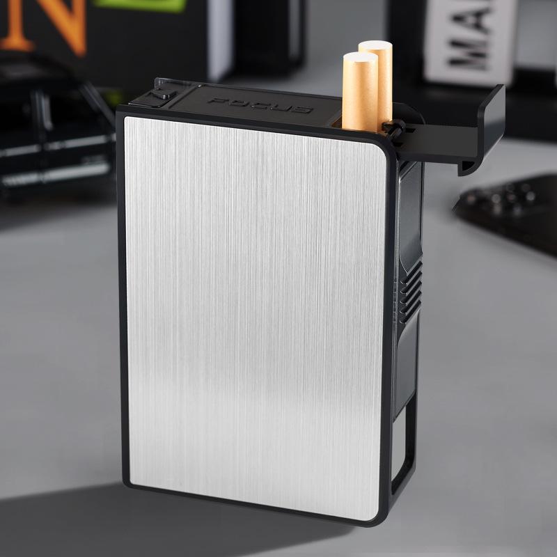 Men's Automatic Pop-Up Metal Cigarette Case - Holds 20 Sticks, Personalized Design, Portable and Creative Gift.