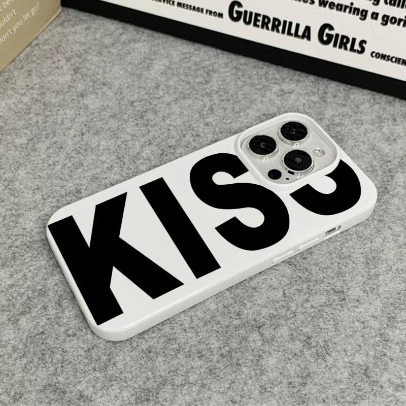 Personalized English Letters Kiss Phone Case For iPhone 17 16 Pro 15 14 Plus 13 12 11 Pro Max 16e 17 Air Shockproof Soft Cover