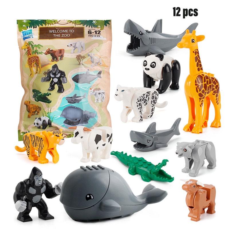 Mini Assembly Building Blocks Model Crocodile Shark Orangutan Decoration Blocks For Children Plastic Material
