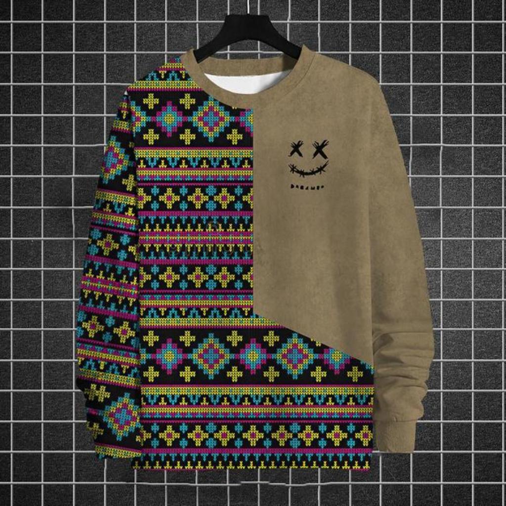 Funny Men's Sweatshirt Graphic Long Sleeve Tees Printing T-Shirts Autumn Casual Loose O-Neck Hoodies Oversized Men Clothing Tops