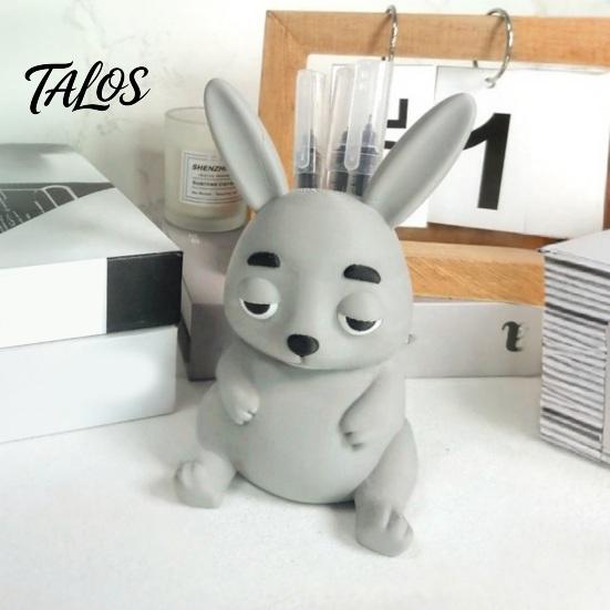 Cute Animal Desk Decor 3D Printed Rabbit Pen Holder, Large Capacity Organizer, Matte Shaped Holder Finish Pencil for Office Home School Decoration