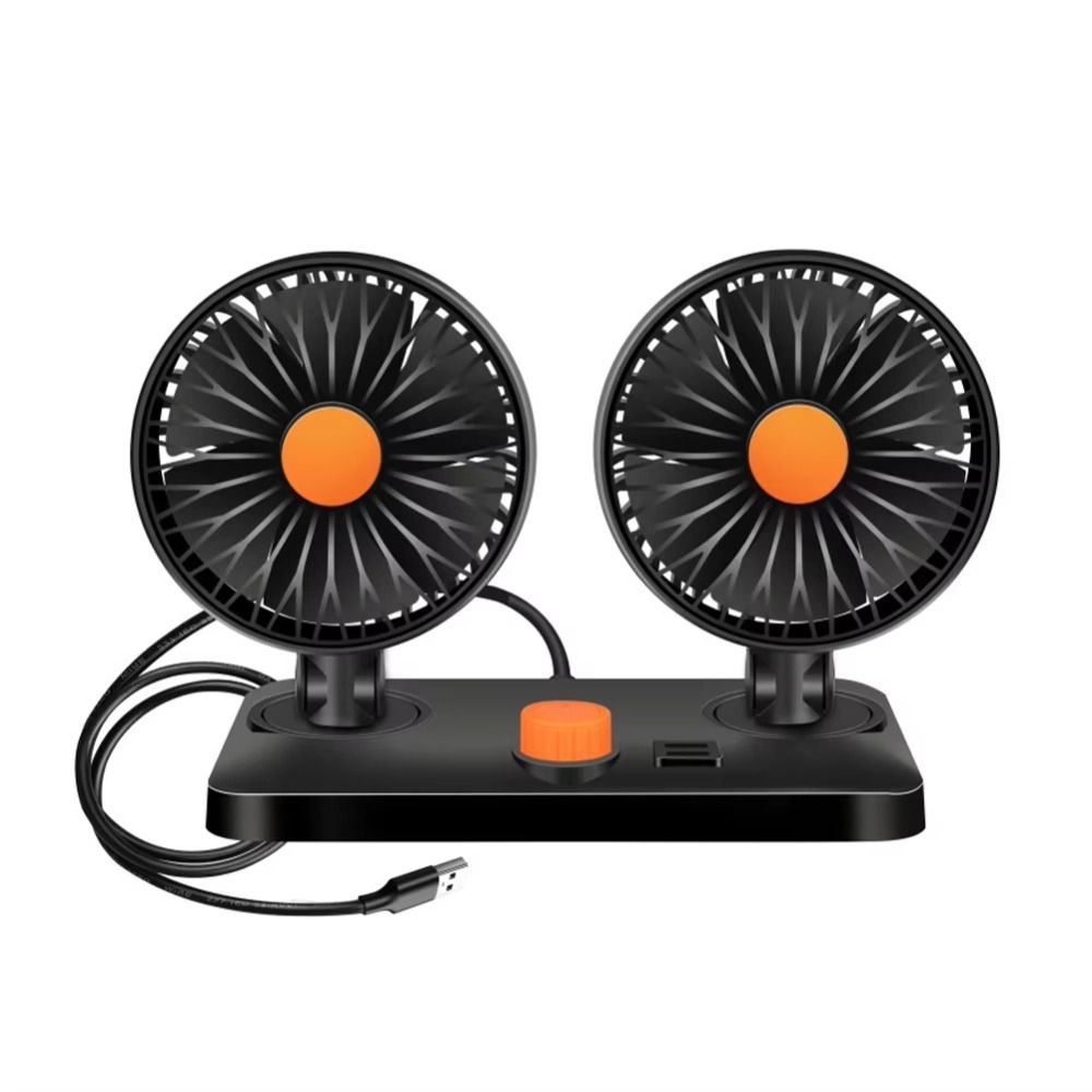 12V 24V Double-head Fan USB Charging Car Cooling Fan Universal Car Air Outlet Fan  Home Cooler