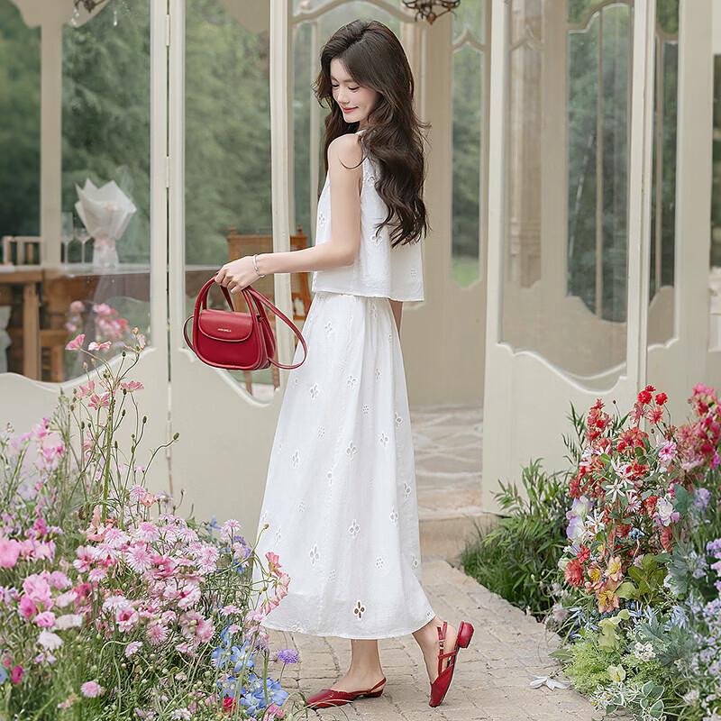 Women's Elegant Pure Cotton Skirt & Top Set