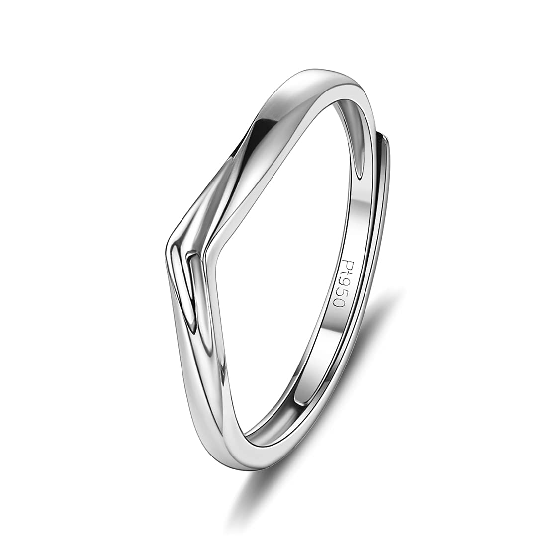 

FANCIME Platinum Ring for One Size Fits Sizes Perfect for and Gift Wrapping Included Women, V-Shaped, Most, Pt950, 9-15, Adjustable, Simple,